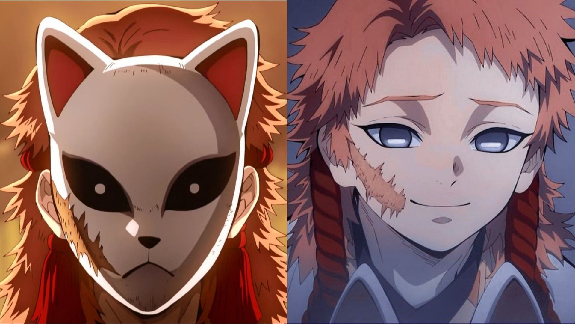 Sabito's warding mask replicating his scar, as shown in the Demon Slayer series (Image via Ufotable)